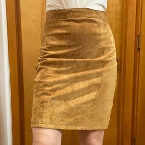 Tan 100% pencil Leather Skirt made in Indonesia Knee Length